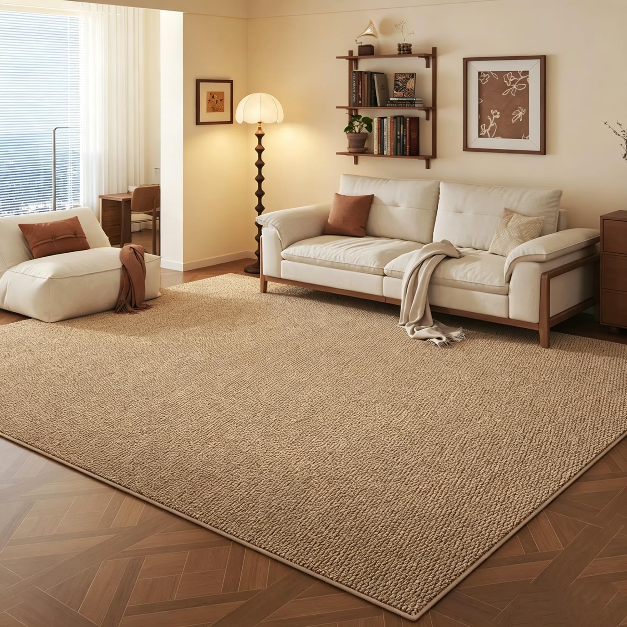 Alfombra para terraza y jardín XEYDUK aspecto yute camel brown lavable 160x230