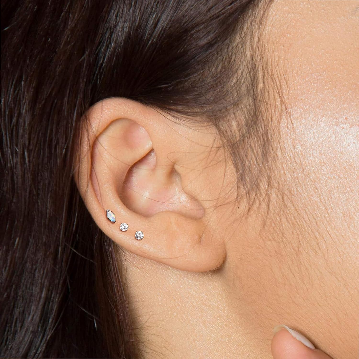 Lantine G23 Titanium Helix Piercing Jewelry Set 2.5mm Cz 16g Flat Back Stud Earrings Labret Cartilage Tragus Daith Piercing Jewelry