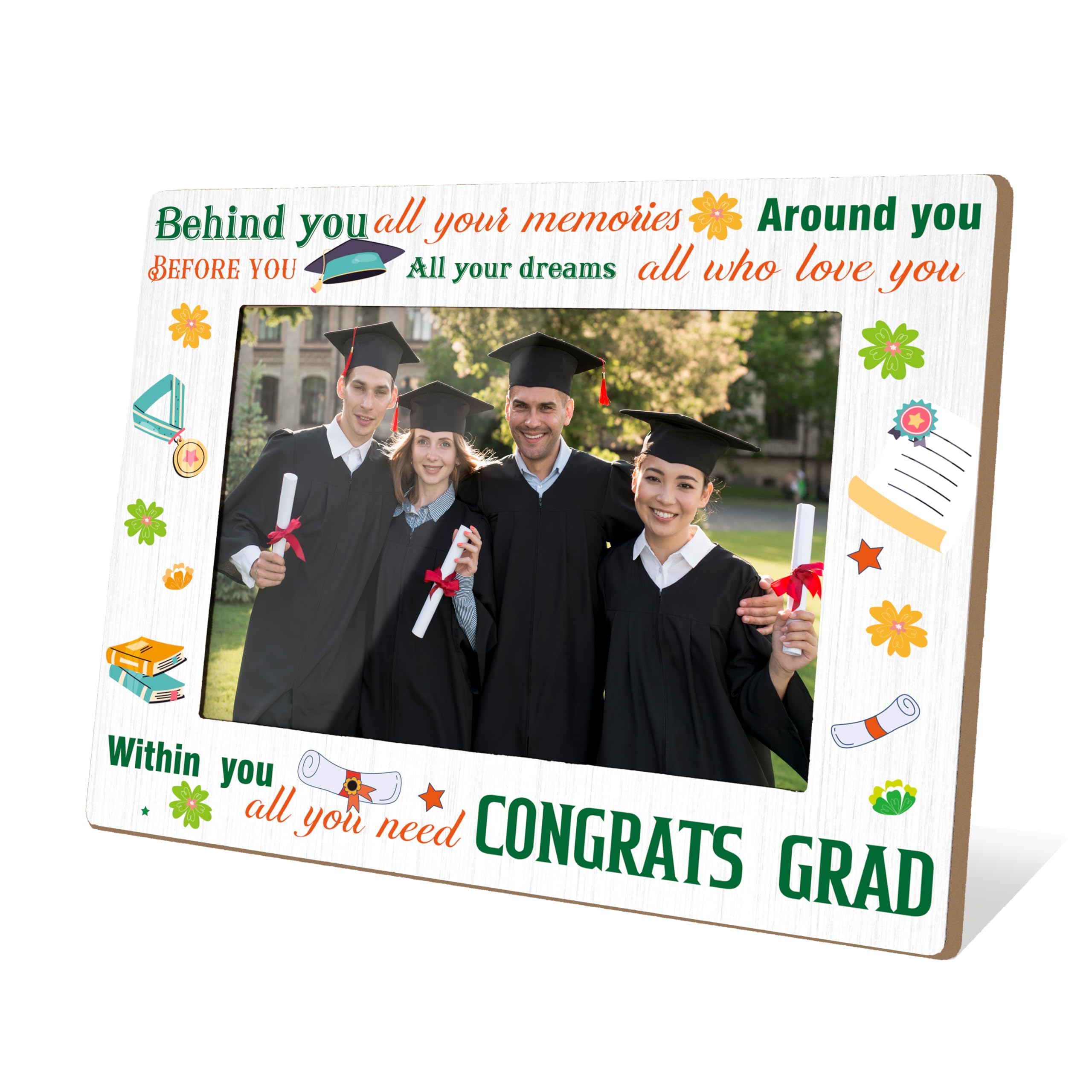 Cadre photo de remise de diplôme ISOVF en bois vert pour souvenir de table 13x18 cm