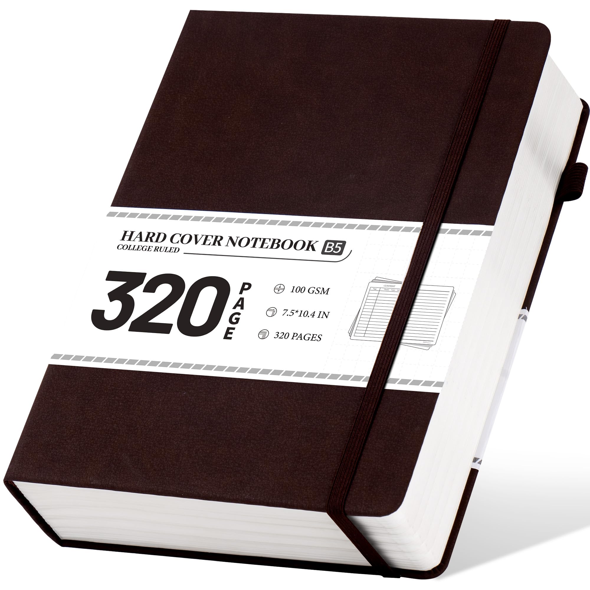Carnet de notes ligné B5 CAGIE café 320 pages 100g pour écriture