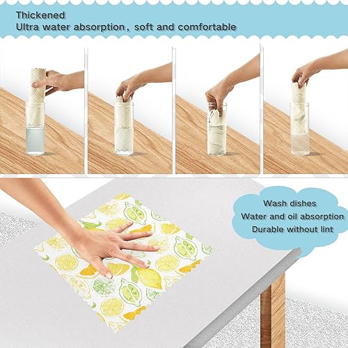 Miniatura 4 de Amarillo Blanco Sketch Oro Limón Toallas de cocina Estilo Paños de cocina Toallas de cocina Terry Paño Toallas de cocina Hogar y Mano Toallas de