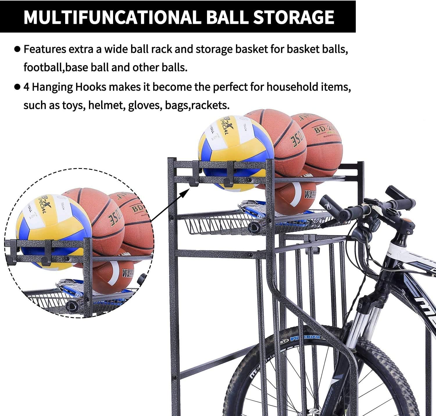 Blасk Frіdау - 50% оƒƒ Mythinglogic Garage Bike Rack Storage Organizer,3 Bike Floor Parking Stand for Garage Organizer, Bicycle Storage Rack for Garage, Free Standing Bike Rack for Adult or Kids Bike (Black) (Medium)