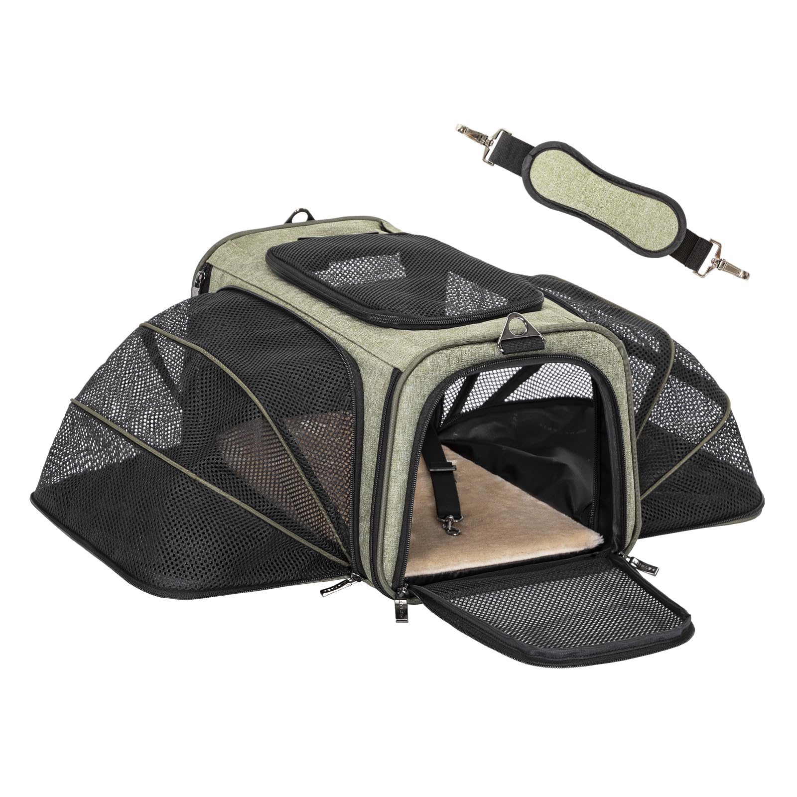 Petsfit Expandable Cat Carrier, Airline Approved Soft-Sided Pet Travel Bag for Small Dogs & Cats
