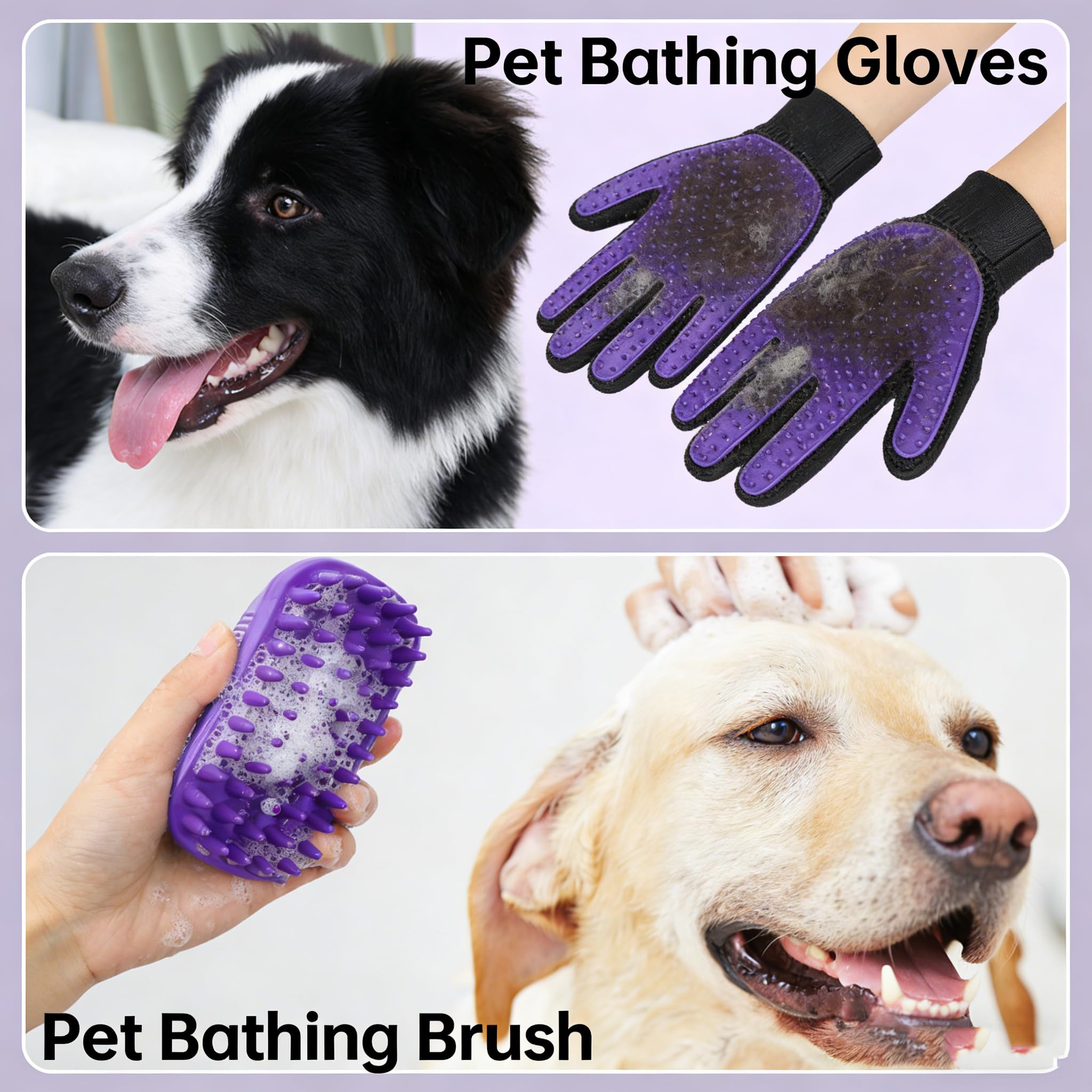 Lot de 9 brosses pour chiens et chats - Coupe-griffes avec lime, peigne démêlant, brosse de bain et shampoing - Accessoires de toilettage pour poils courts et longs