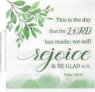 Frienda 60 Pcs This Is the Day the Lord Has Made Cocktail Napkins Religious Floral Beverage Napkins Decorative Christian 5 x 5 Inch Disposable Paper Decor for Home Table Church Party Supplies