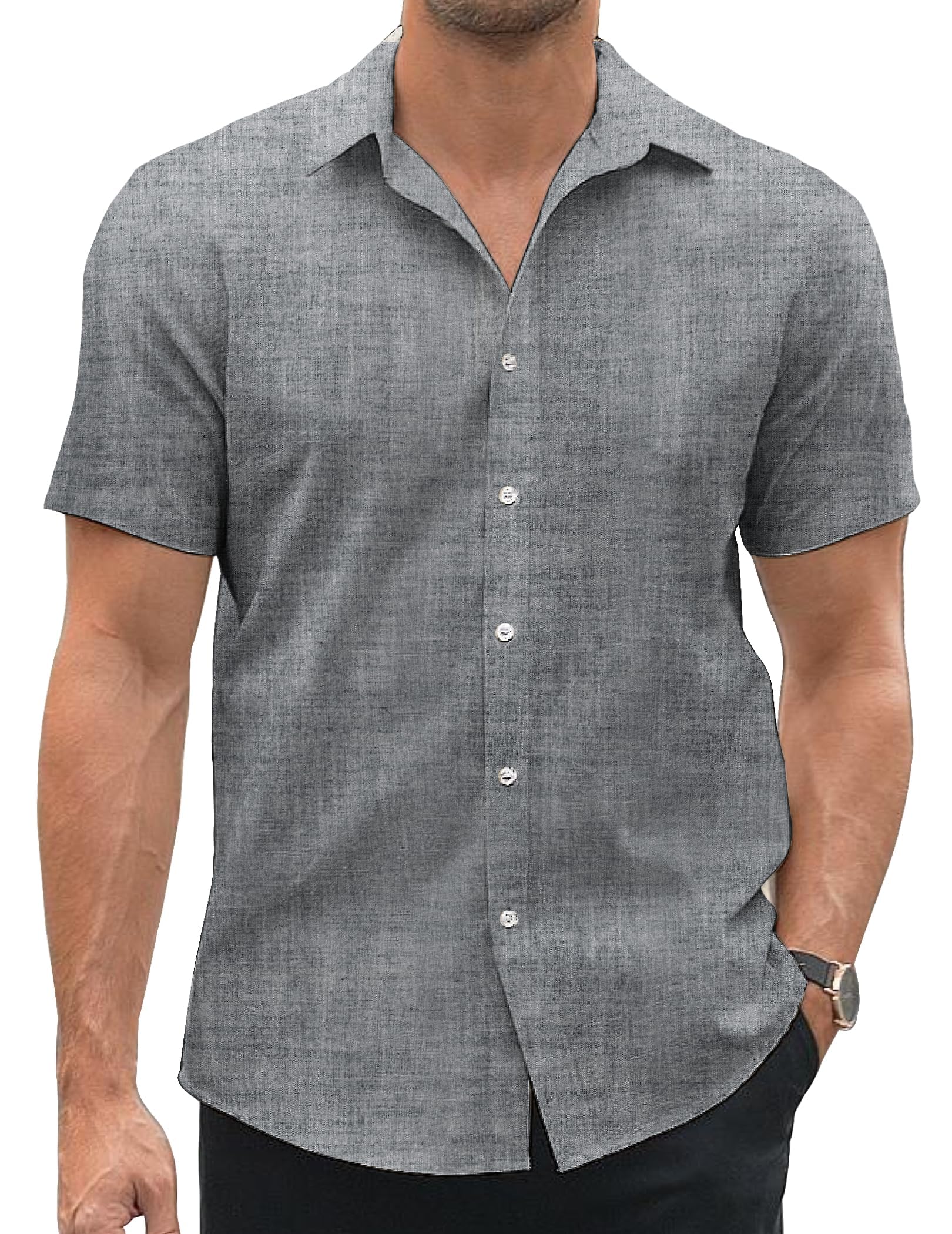 COOFANDY Camisa Oxford de algodón de manga corta para hombre, camisa de verano, camisa casual, ajuste regular