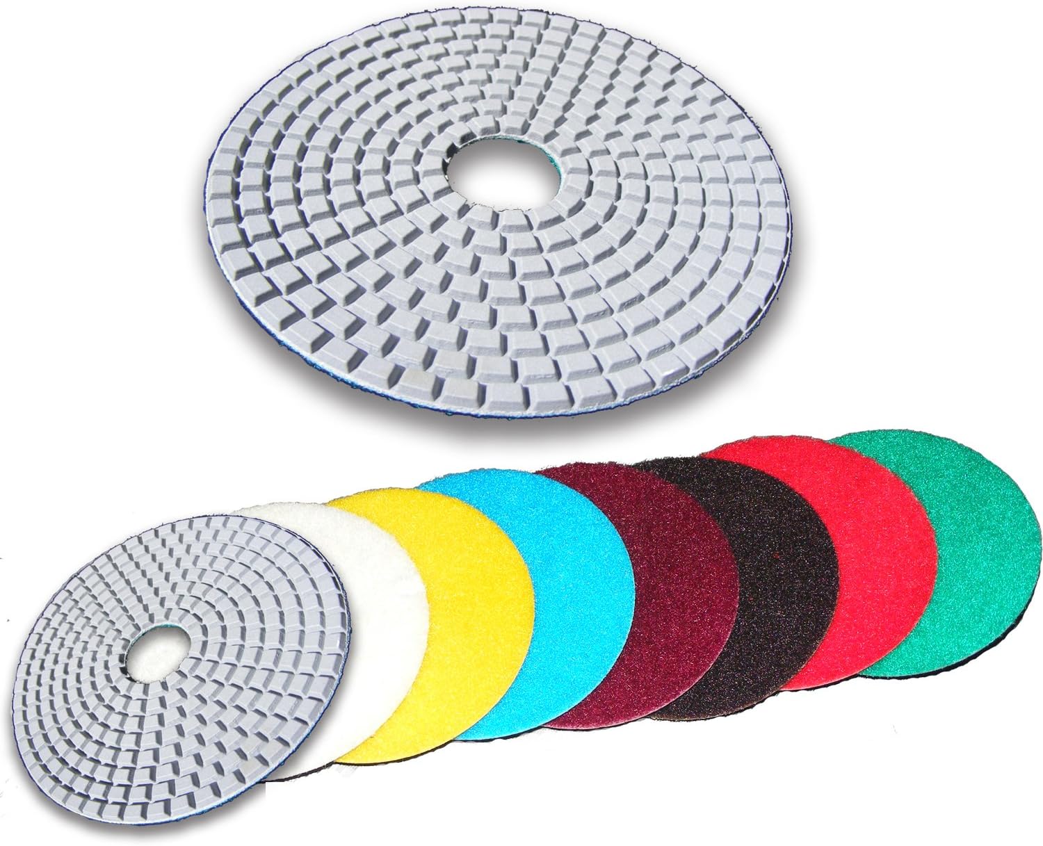 4" WET DRY PREMIUM Diamond Polishing Pads FULL 7 PAD SET for Polishing Granite Marble Terrazo Concrete Ceramic