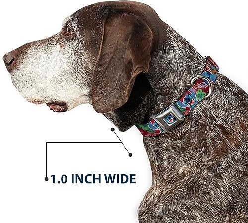 Miniatura 8 de DC-WDY238-S - Collar de perro con hebilla de punto 6 expresiones de flora tropical, color burdeos, rojo, verde, 9 a 15 pulgadas, 1.0 pulgadas de