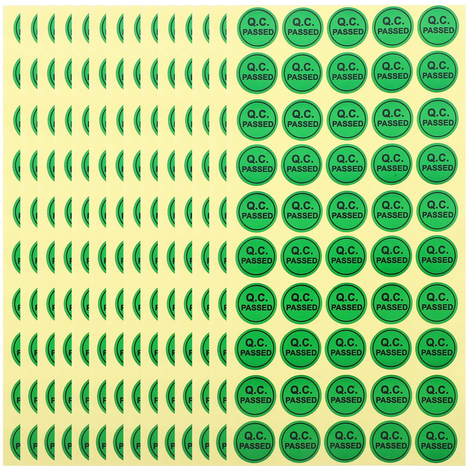 SEWACC Green Qc Passed Stickers, 1000pcs Small Round Shape Adhesive Labels Test Approved Decals for Warehouse Inventory Quality Control Check 2cm