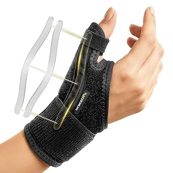 BraceUP Lightweight Thumb Brace with Dual Splints, Left or Right Hand
