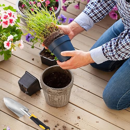 Miniatura 5 de 8 piezas de pala de jardín de aleación de aluminio resistente, palas pequeñas para excavar palas de mano de metal con mango TPR suave para césped,