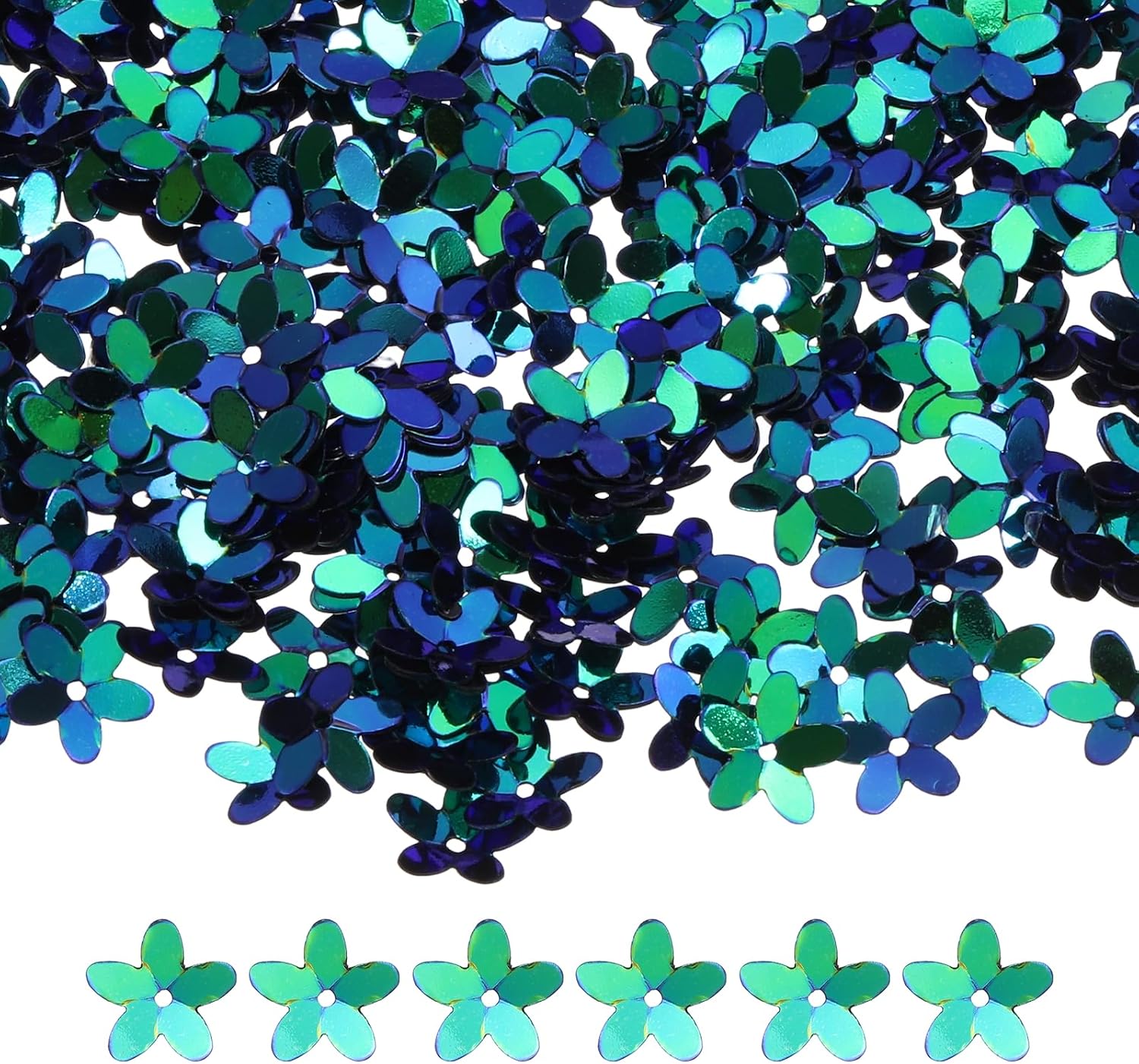 MECCANIXITY 50 Gram Flower Loose Sequins, 10 mm Glitter Sequins Paillettes Bead for Clothing Accessories Embroidery Sewing DIY Art Crafts Supplies, Transparent White