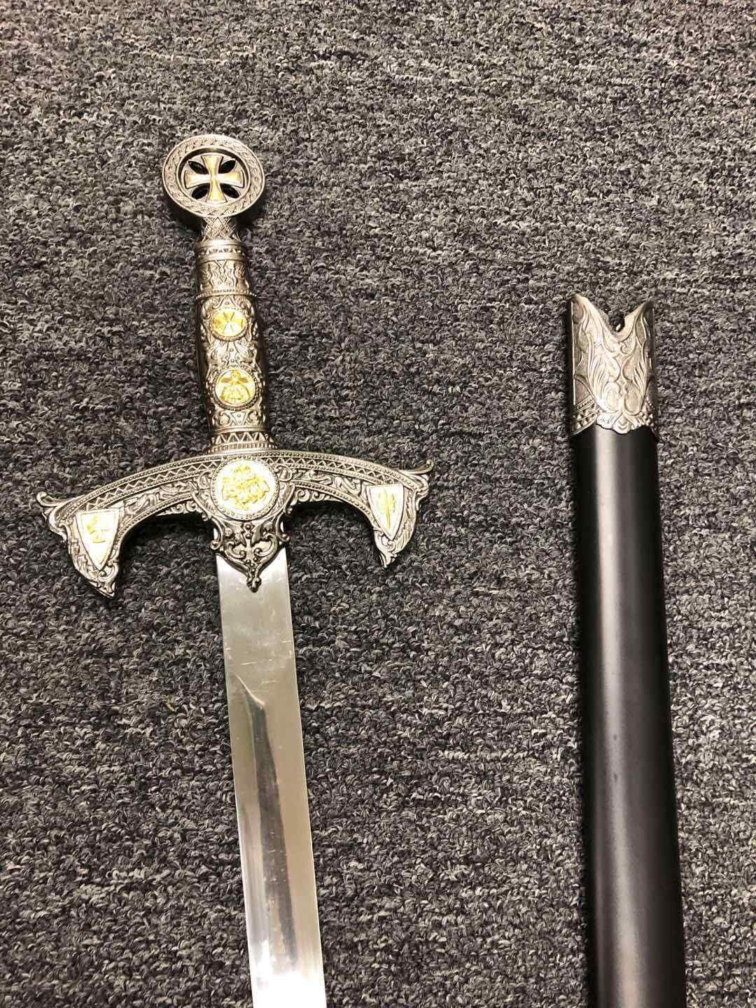 38" Medieval Crusader Knight of Templar Celtic Royal Claymore Metal Sword LARP Xmas Gift Collection Series