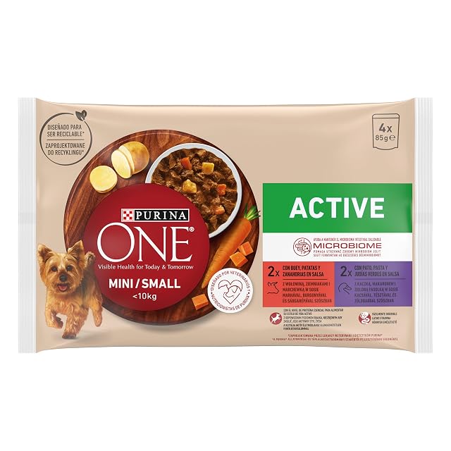 Foto 2 de 6 de Purina ONE Mini <10kg comida húmeda perro pequeño Buey&Pato 48x85 g
