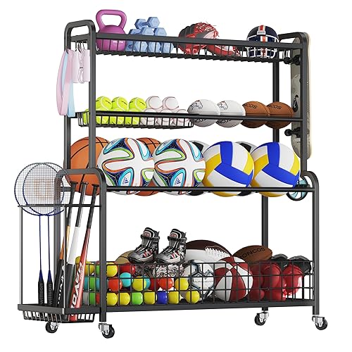 Oversized Sports Equipment Organizer, 4 Layers Garage Oragnization Ball Stroage
