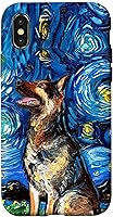 Vista 5 de German Shepherd Starry Night Dog Art by Aja Trier Case for iPhone 17