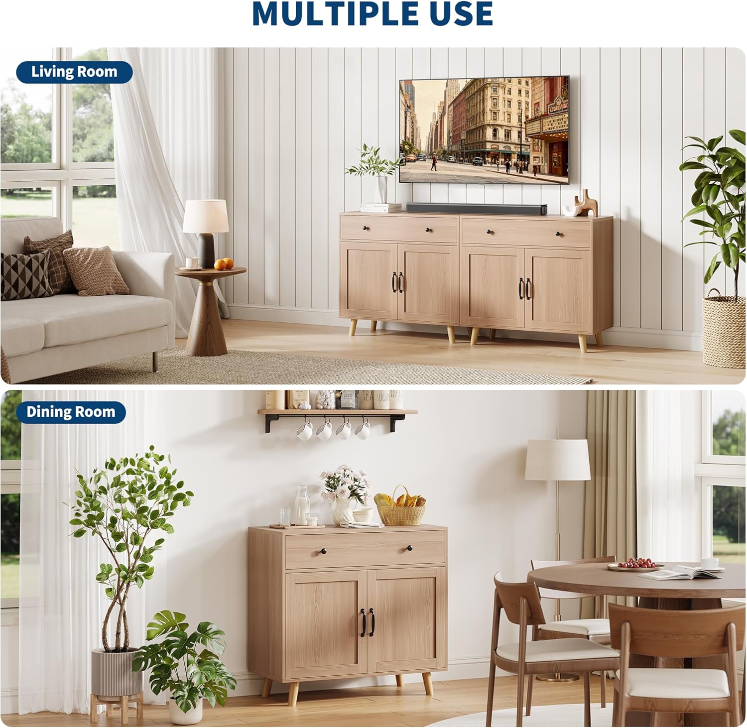 GarveeHome Buffet Cabinet with Storage, Sideboard Cabinet with Drawers, Accent Console Table, Coffee Bar Cabinets for Kitchen, Dining Room, Entryway