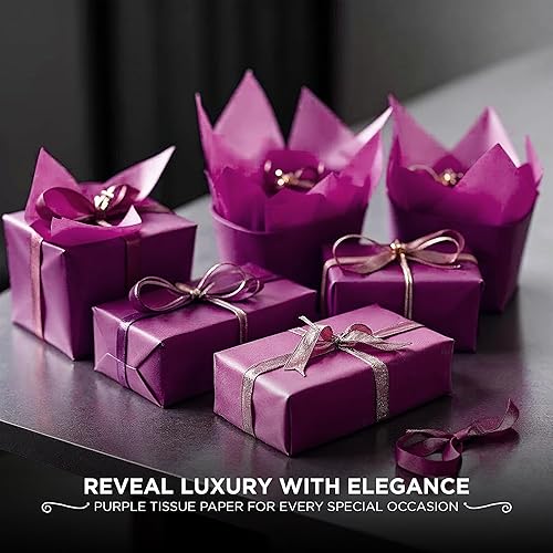 Miniatura 7 de SANZIX 150 hojas de papel de seda morado para bolsas de regalo a granel de 14 x 20 pulgadas, papel de regalo de Navidad morado para regalos, ramos,