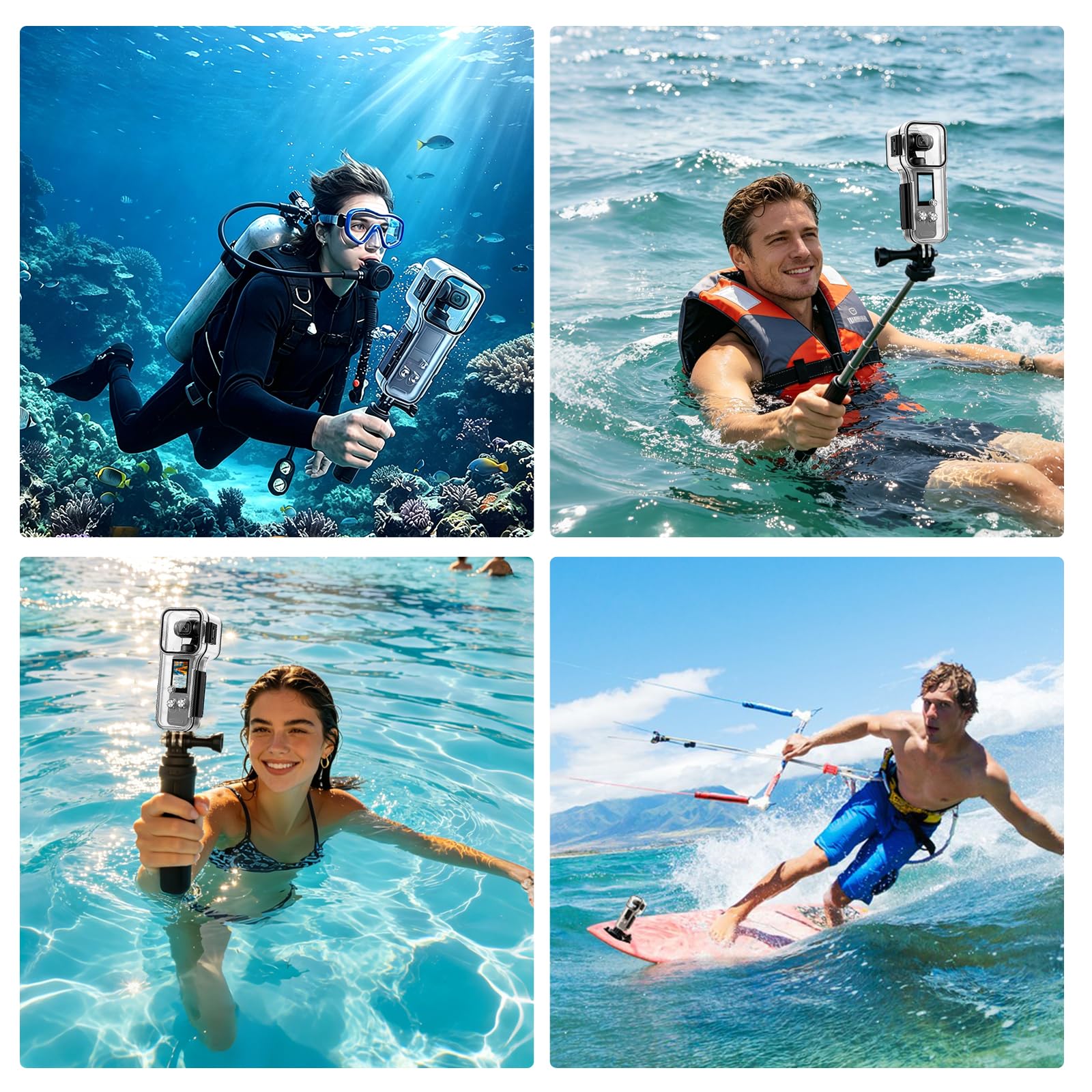 Wasserdichtes Tauchgehäuse für DJI Osmo Pocket 4, 50 m Unterwasser-Gehäuse, transparenter Linse Schutzgehäuse Zubehör für Action Kamera zum Tauchen, Schnorcheln, Surfen und Schwimmen