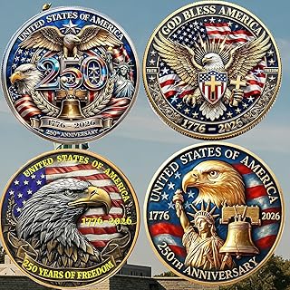 United States 250th Anniversary Collectible Coins, American Eagle and Patriotic Symbol, 1776-2026, for Celebration and Gifting (2 PCS)