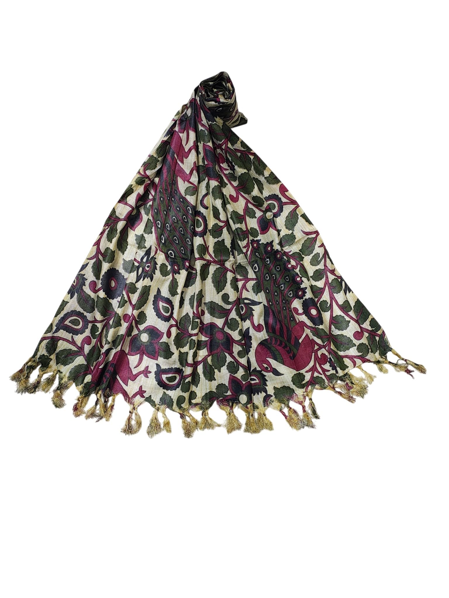ivikta Kalamkari Printed Cotton Silk Dupatta for Women & Girls | Madhubani Print Dupatta | Chunnis for Women-picture-17