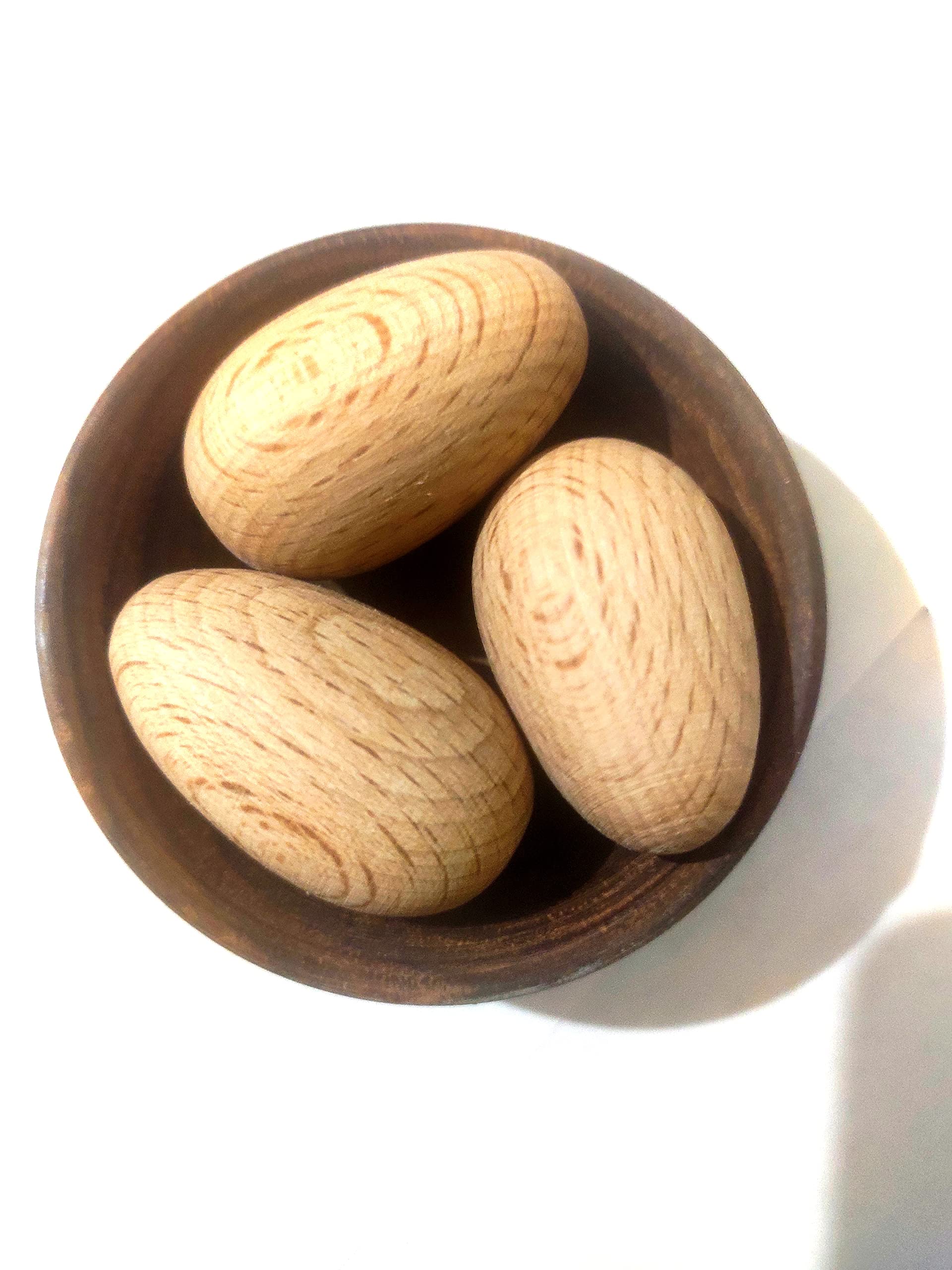 Wooden Eggs Pack of 3 Eggs and 1 Bowl