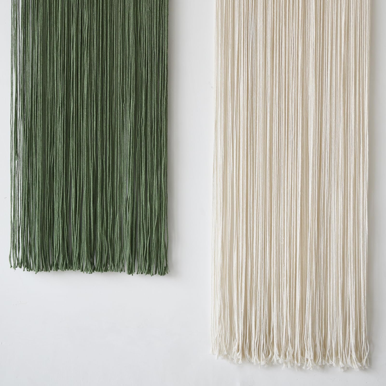 2 Pcs Macrame Wall Hanging Boho Decor Wall Tapestry Handmade Round Tassel 13.7" W x 51" L for Living Room Bedroom Headboard Decor