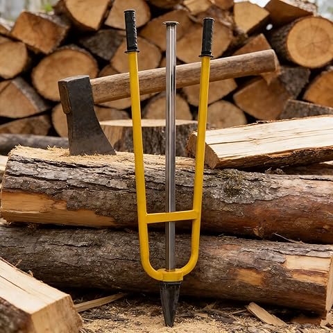 Divisor manual de leña, diseño vertical resistente para una división eficiente de la madera, ideal para uso en chimenea y patio trasero