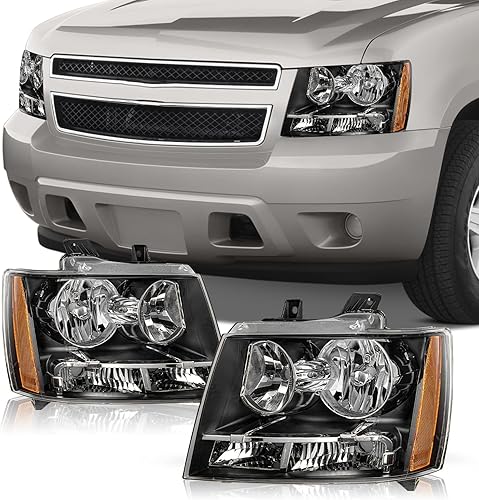 Compatible con Chevy 07-14 Tahoe  07-13 Avalanche  07-14 Suburban 150007-13 Suburban 2500 Reemplazo del conjunto de faros delanteros halógenos de