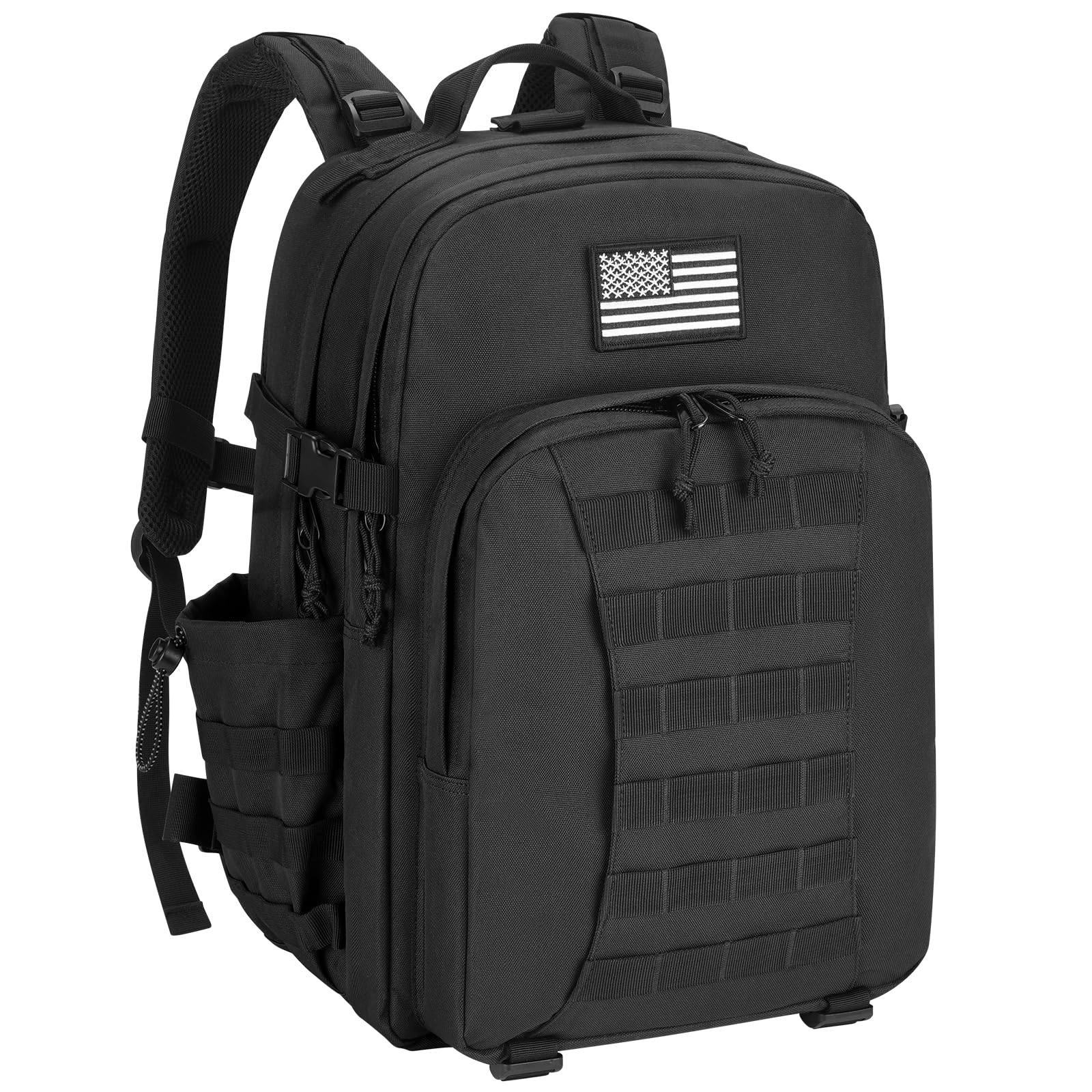 EZshoot 40L Tactical Backpack, Military Backpack for Men Women, Army Molle Rucksack Assault Pack, Bug Out Bag Large Daypack (Black)