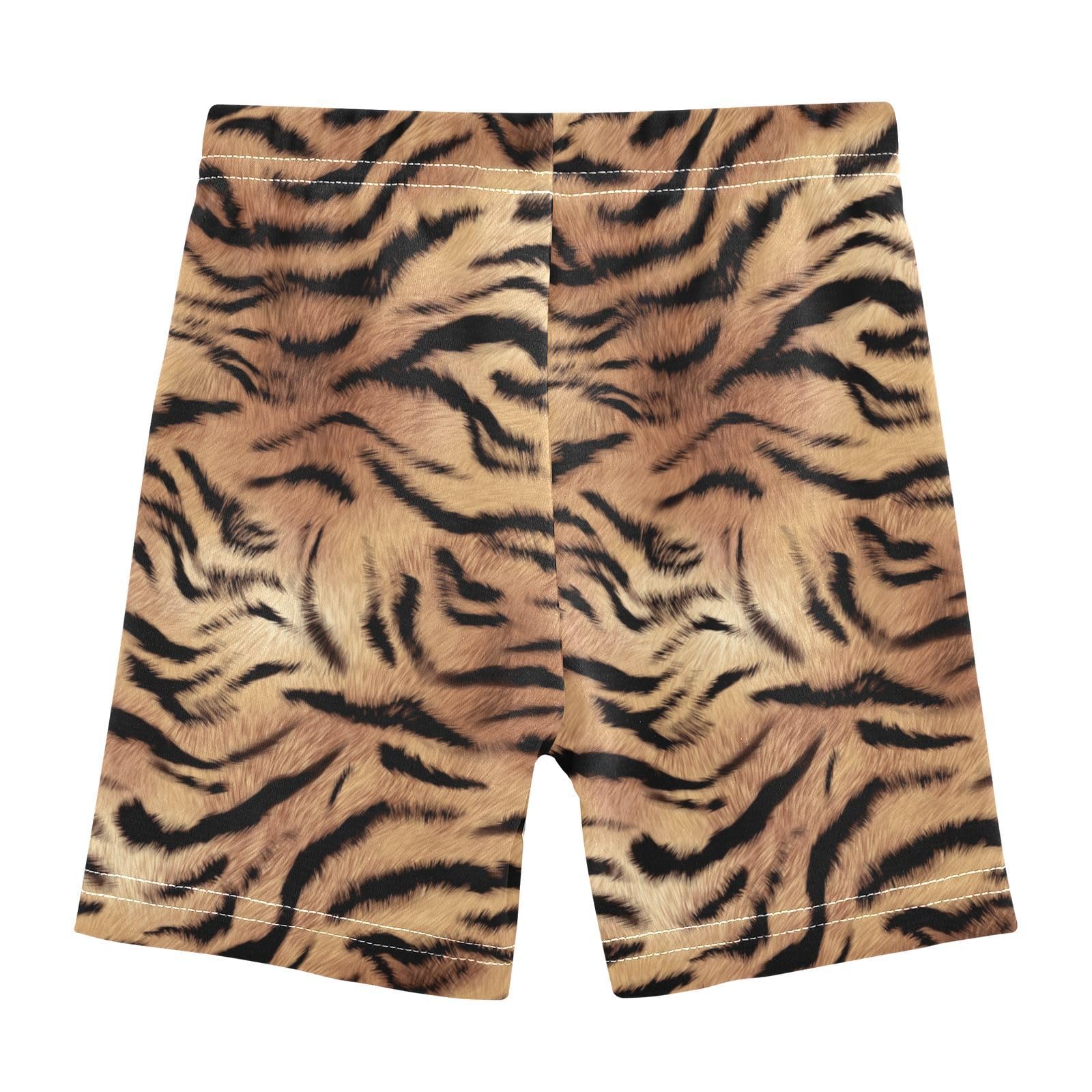 JHKKU Girls Tiger Print Shorts Cotton Cartwheel Bike Kids Biker Under Dress Dance Short Girl Clothes 10Y