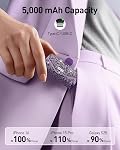 iWALK Portable Charger for iPhone, 5000mAh Wireless Portable Charger USB C Mini Power Bank with Diamond, 22.5W Fast Battery Pack Power Bank for iPhone 15/16/17 Series, Samsung & Android Series, Purple