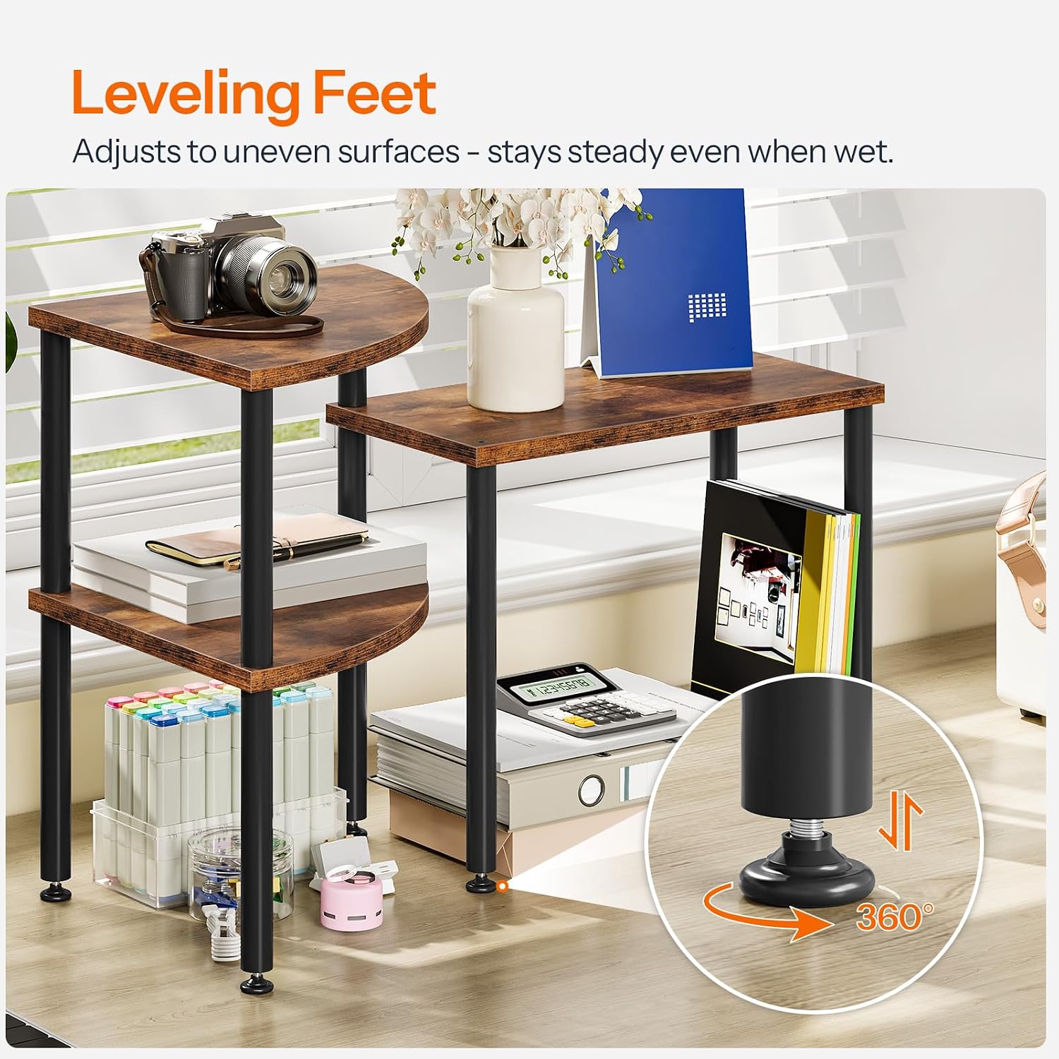 HOOBRO Countertop Organizer 3-Tier Kitchen Corner Shelf, Spice Rack