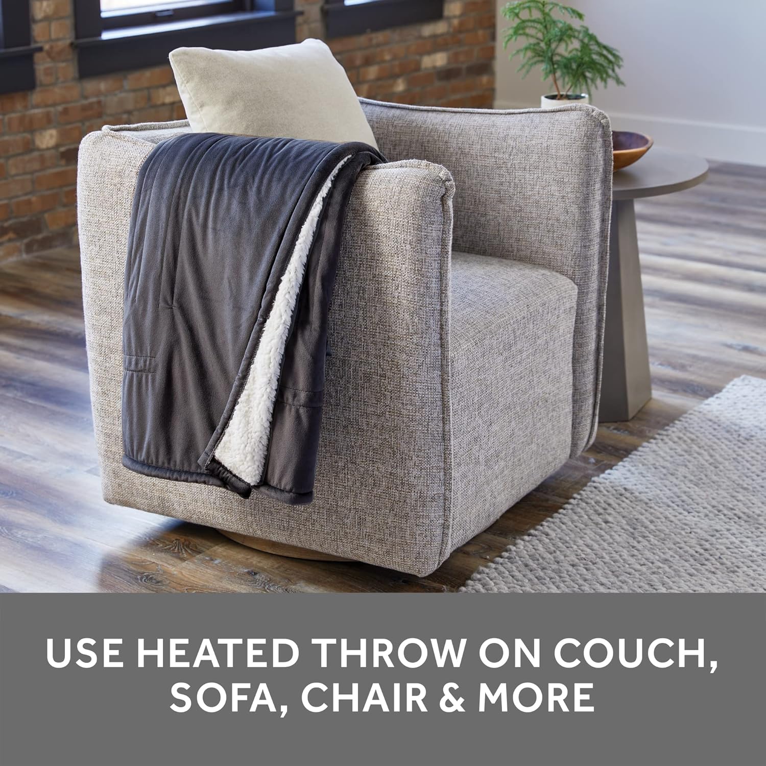 Sunbeam Royal Mink Sherpa Night Fog Heated Throw : Home & Kitchen