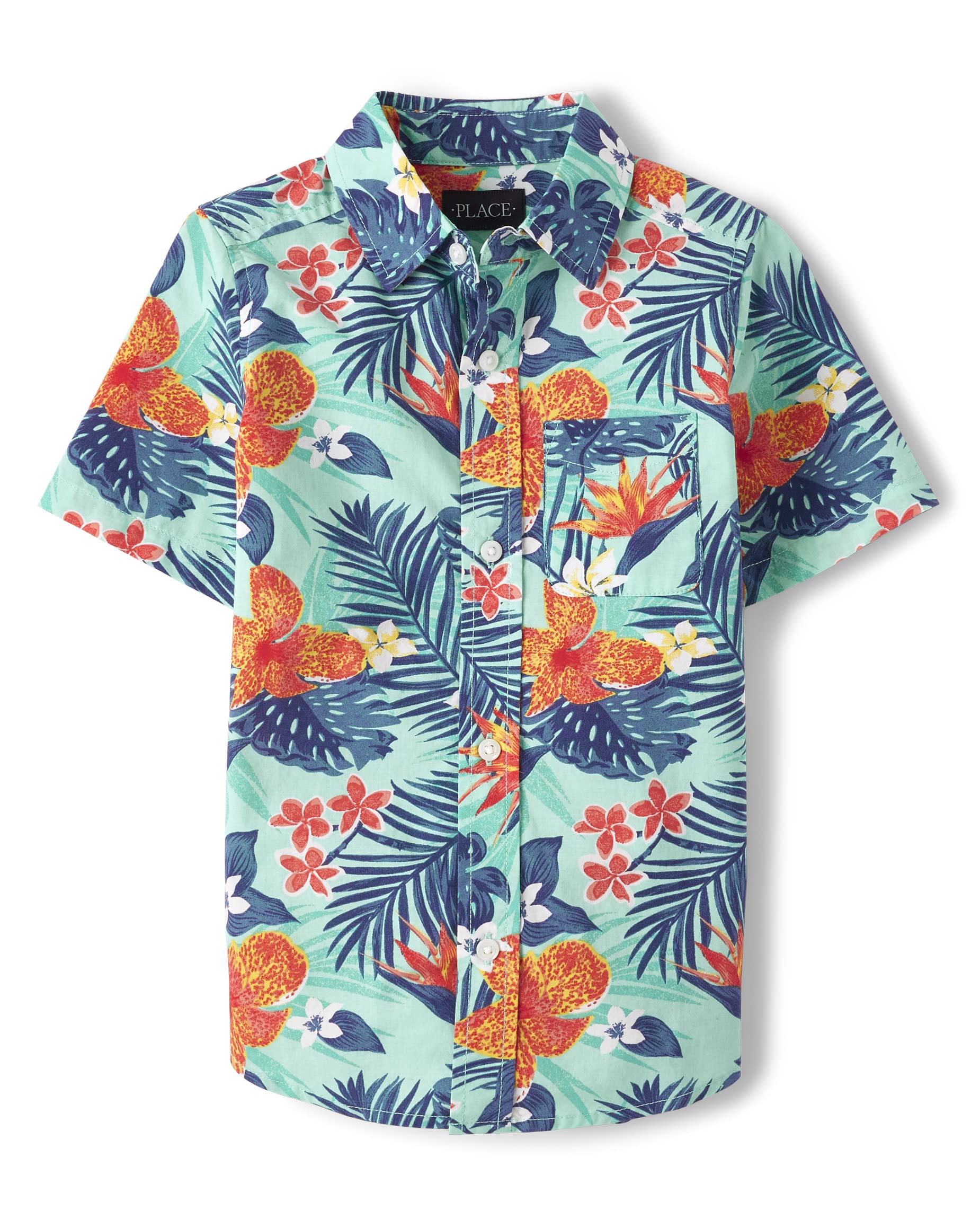 The Children's Place,Short Sleeve Button Down Shirt,Tidal,Small (5/6) — view 14