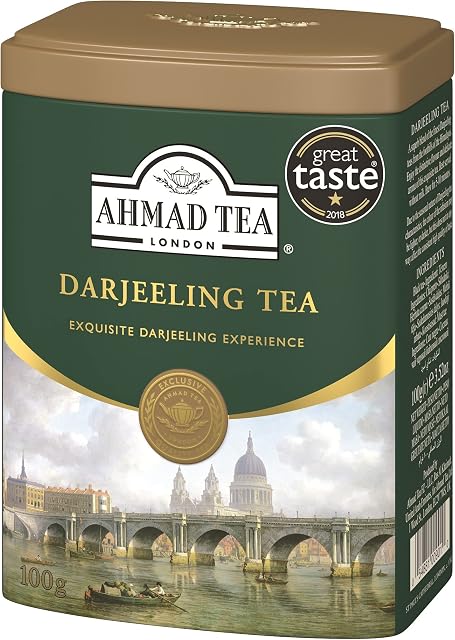 Ahmad Tea English Scene Caddy with Darjeeling Tea - 100g Loose Leaf Tea