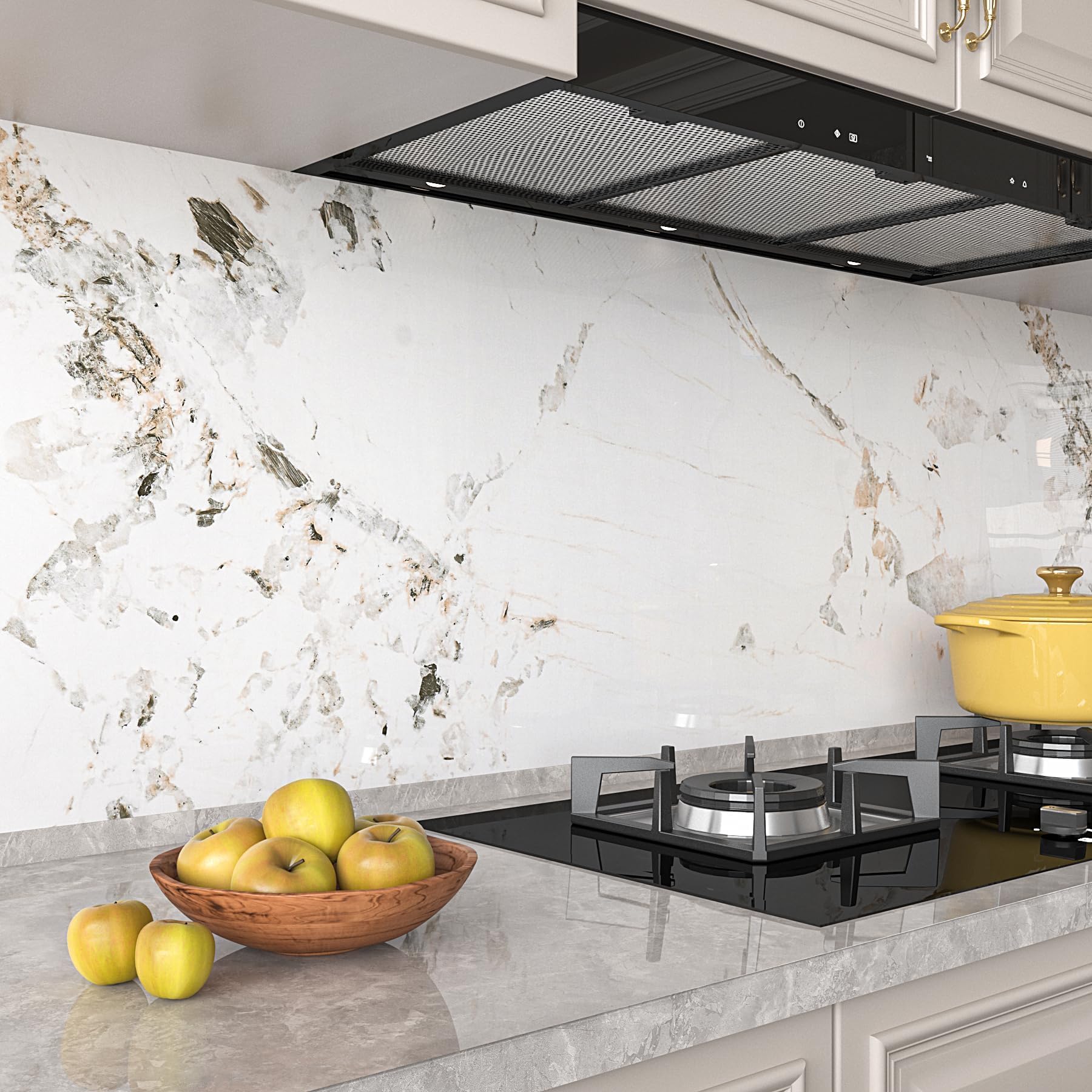 Decotalk Pellicola Adesiva Per Mobili Effetto Marmo Bianco 90X500cm Carta da Parati Cucina Impermeabile Pellicola Adesive Per Mobili Armadio Carta Adesiva Marmo Rivestimento Parete Camera da Letto