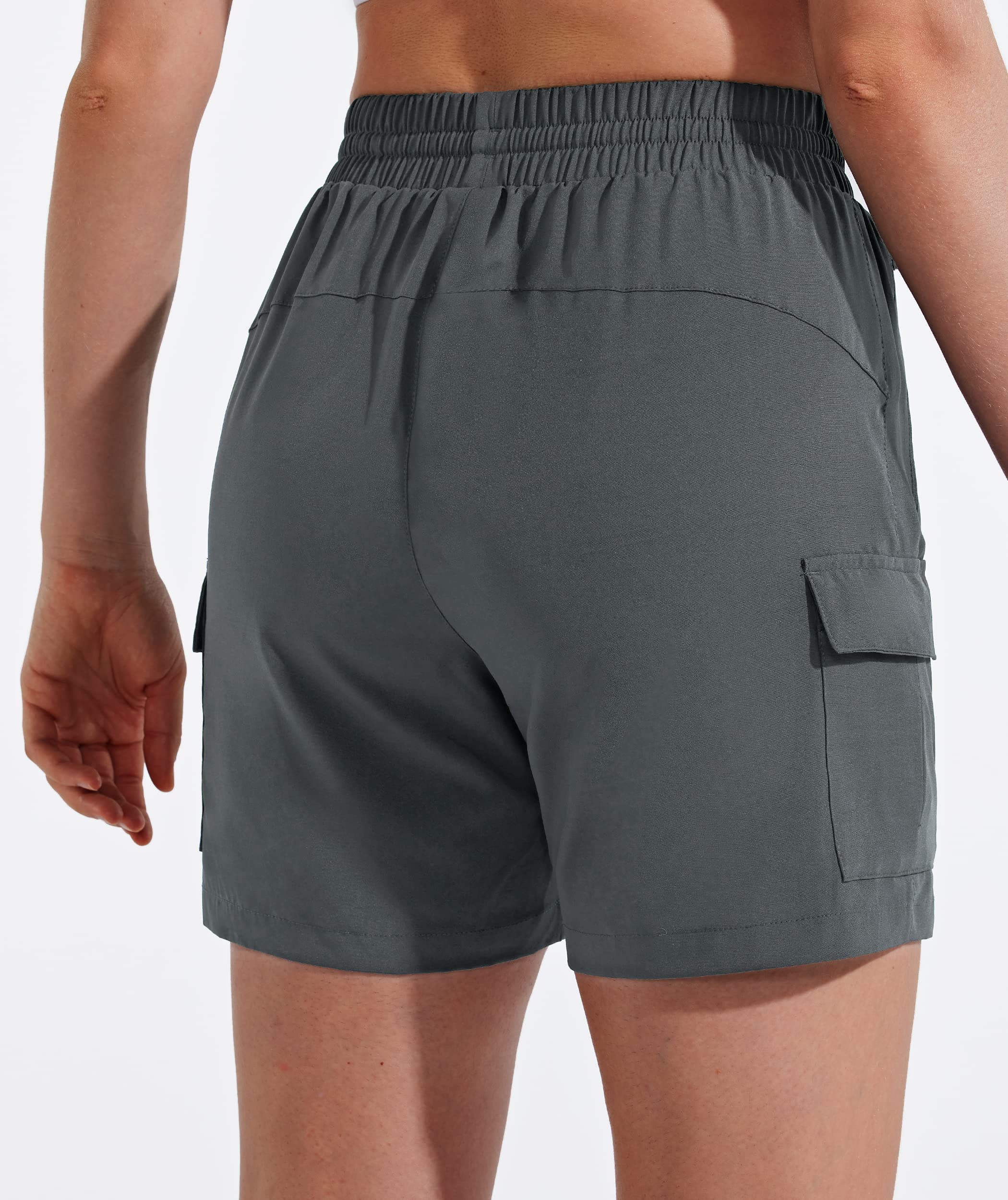 MASKERT Pantaloncini da Trekking Donna Cargo Short Sport Outdoor Pantaloncini da Corsa Running Estate Stretch Sportivi Shorts con Tasche
