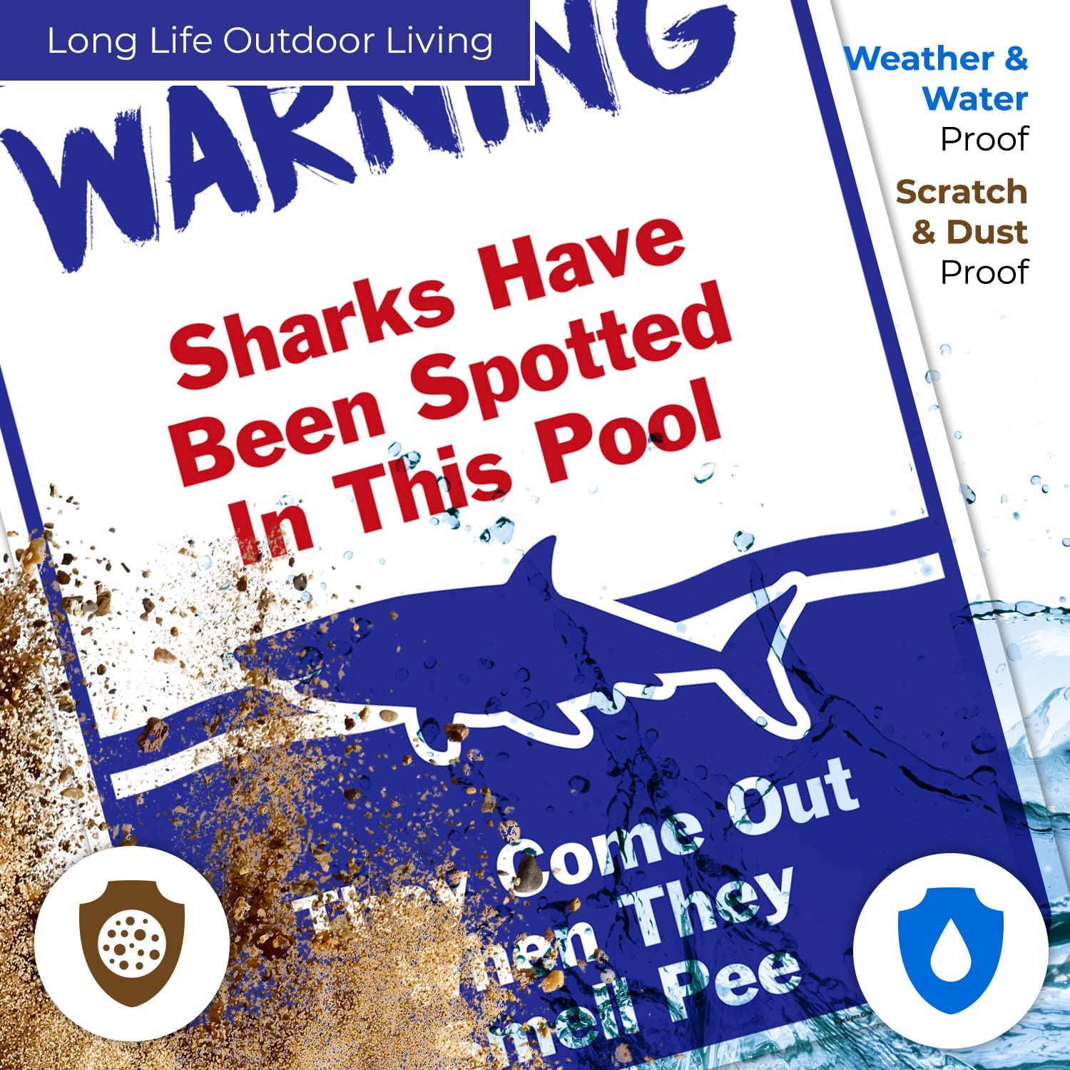 Swimming Pool Sign, Sharks Have Been Spotted in This Pool, Pool Rules, 24x30 Inches, 55 mil Thick HDPS (high Density polystyrene), Made in USA