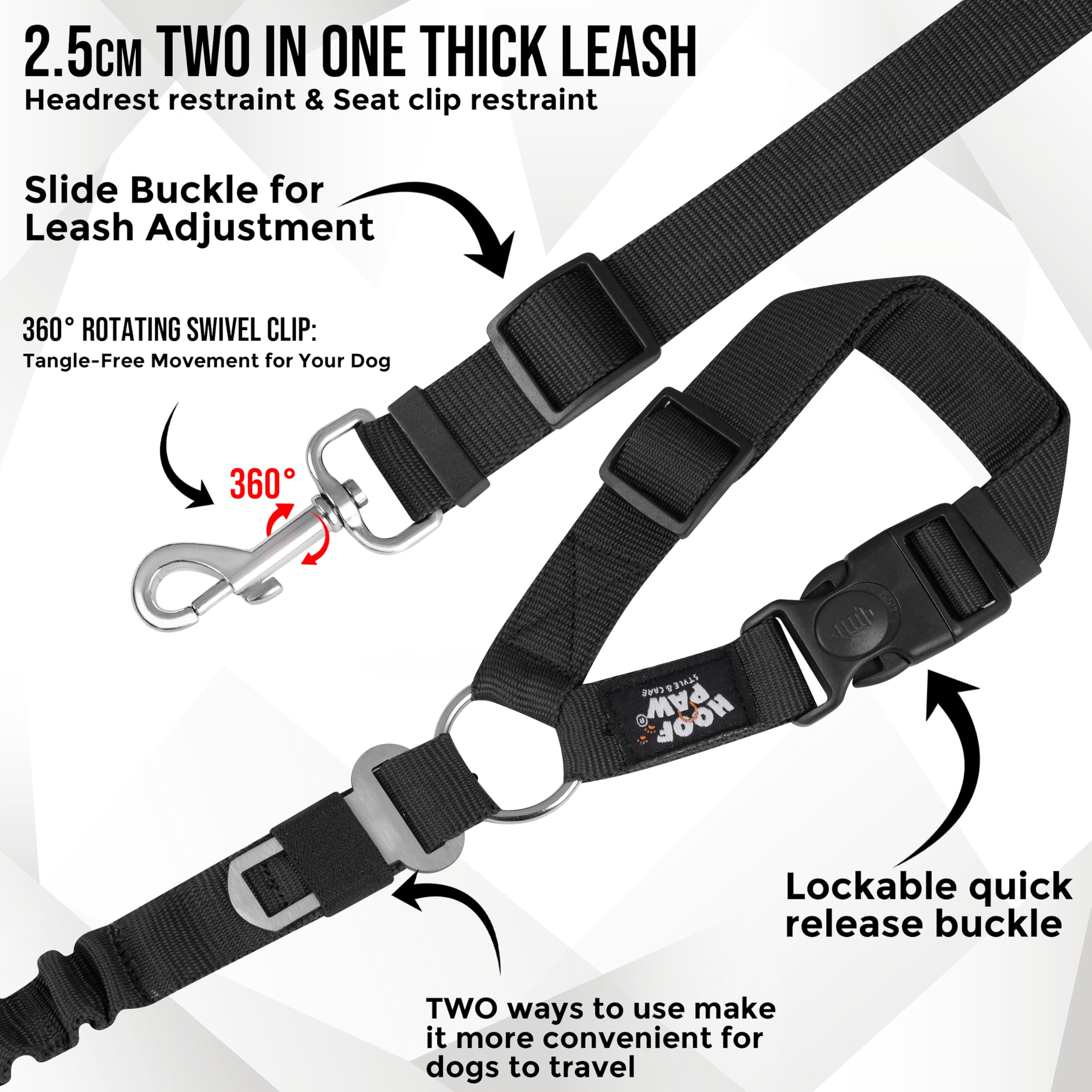 Pack of 2 Dog Seat Belts for Cars Uk Dog Car Headrest Seat Belt for Pet Dogs Safety Harness Travel Accessories - Image 4