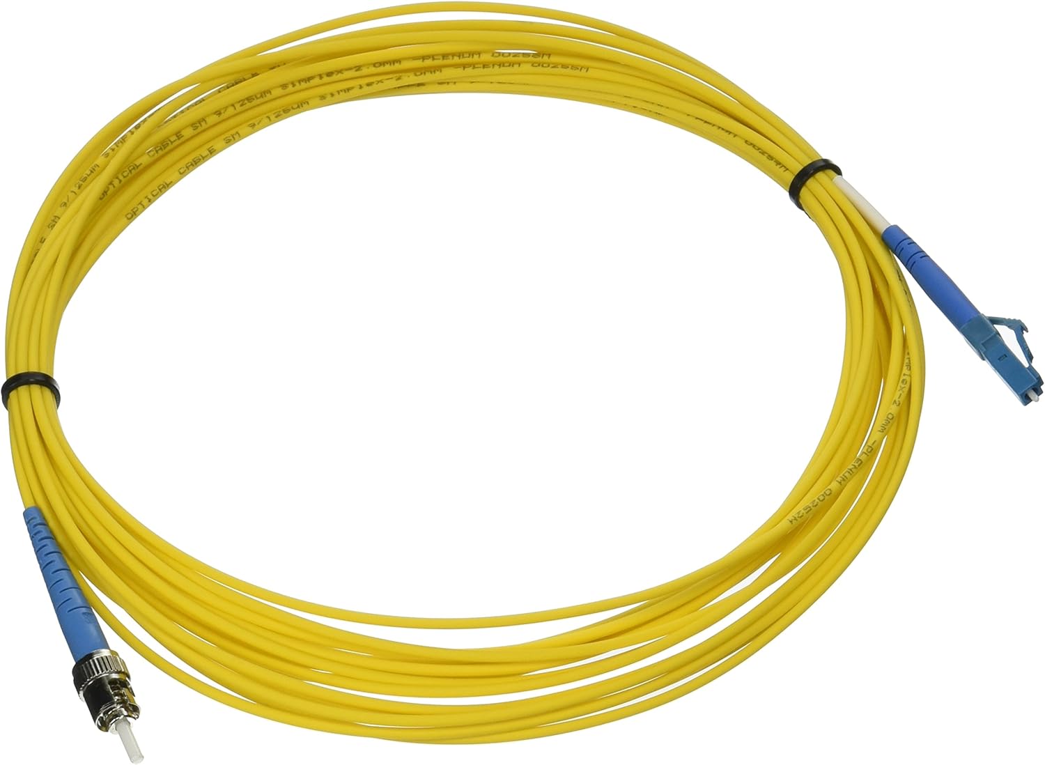 C2G/Cables to Go 37927 LC-ST 9/125 OS1 Simplex Single-Mode Fiber Optic Cable - Plenum CMP-Rated, Yellow (9.84 Feet/ 3 Meter)