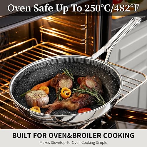 Miniatura 7 de Sartén antiadherente Sartén de cerámica de acero inoxidable de 8 pulgadas, sartén antiadherente, PFAS PFOA PTFE libre y no tóxico, compatible con