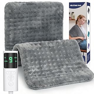 Heizkissen, Elektrisches Wärmekissen für Rücken Nacken Schulter Bauch, 9 Heizstufen und 4 automatische Abschaltzeiten, Weicher Flanell, Maschinenwaschbar,2M-Kabel (Dunkelgrau, 30 X 60 cm) - Amazon product rated Grade A