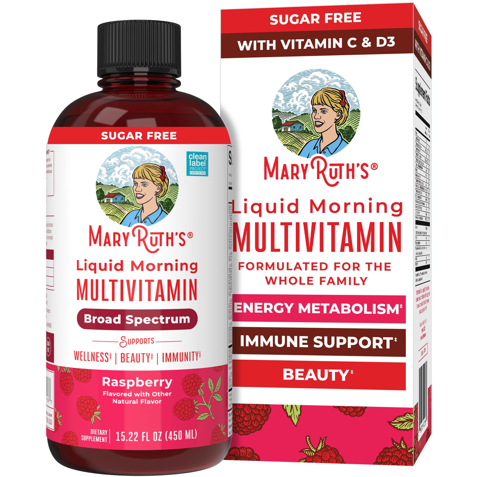 MARYRUTH'S Liquid Morning Multivitamin for Women, Men & Kids, 15 Servings