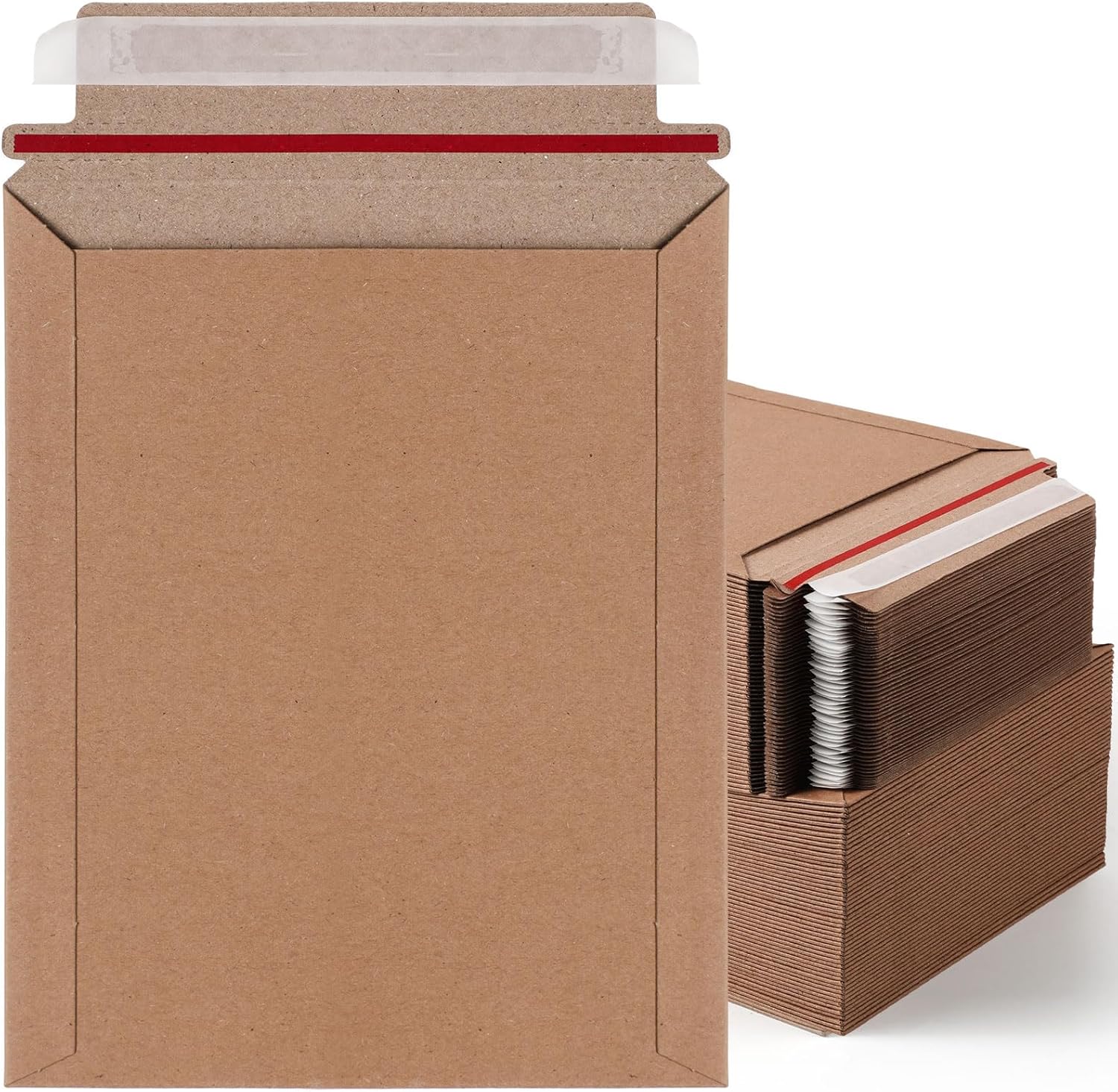 Fainne 7 x 9 Inch Rigid Mailers Kraft Cardboard Envelope Bulk Self Adhesive Flat Shipping Bag for Office Mailing Document Photo Letters Packaging Supplies(Kraft Color,200 Pcs)