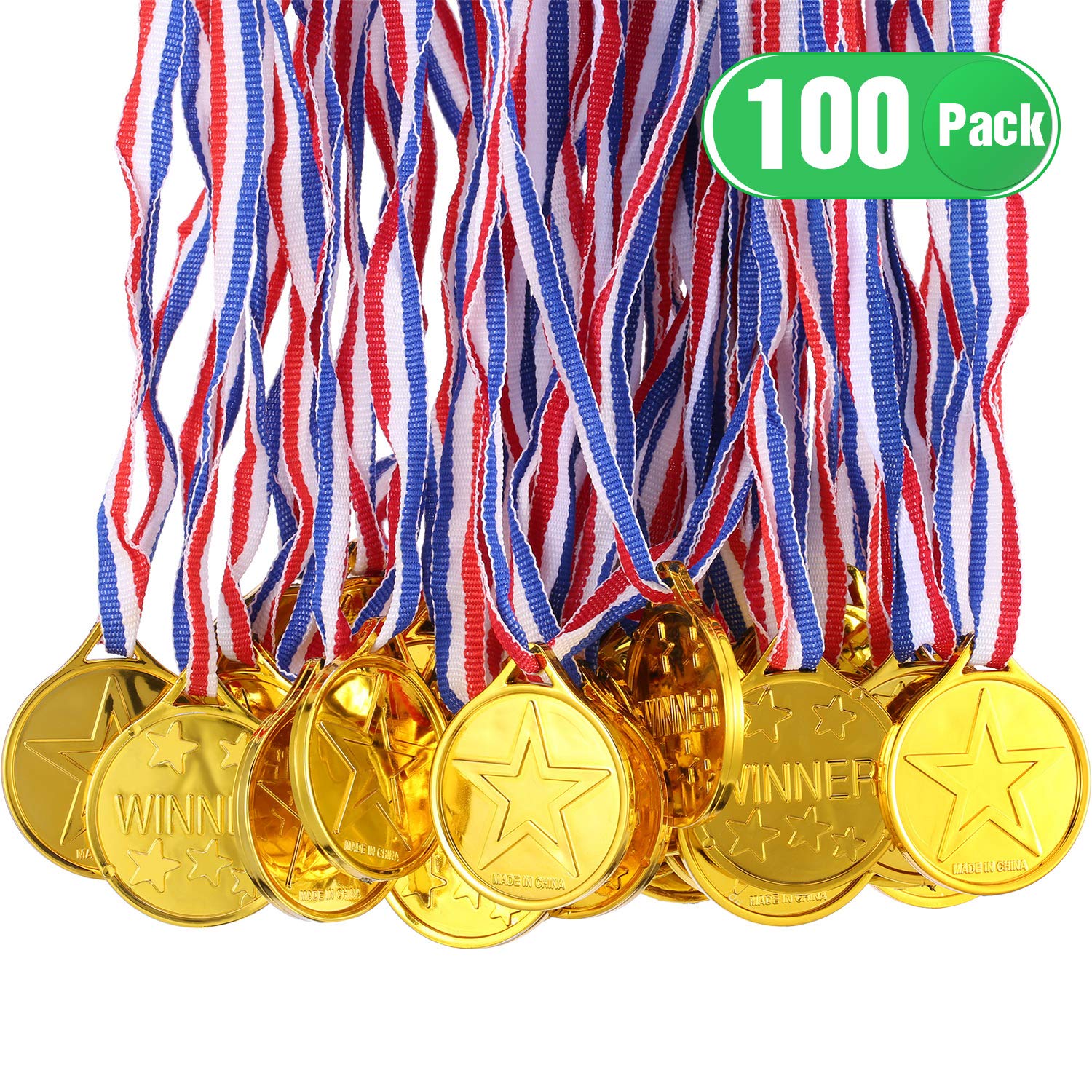 Buy 100 Packs Gold Plastic Winner Medals Kids Golden Winner Awards