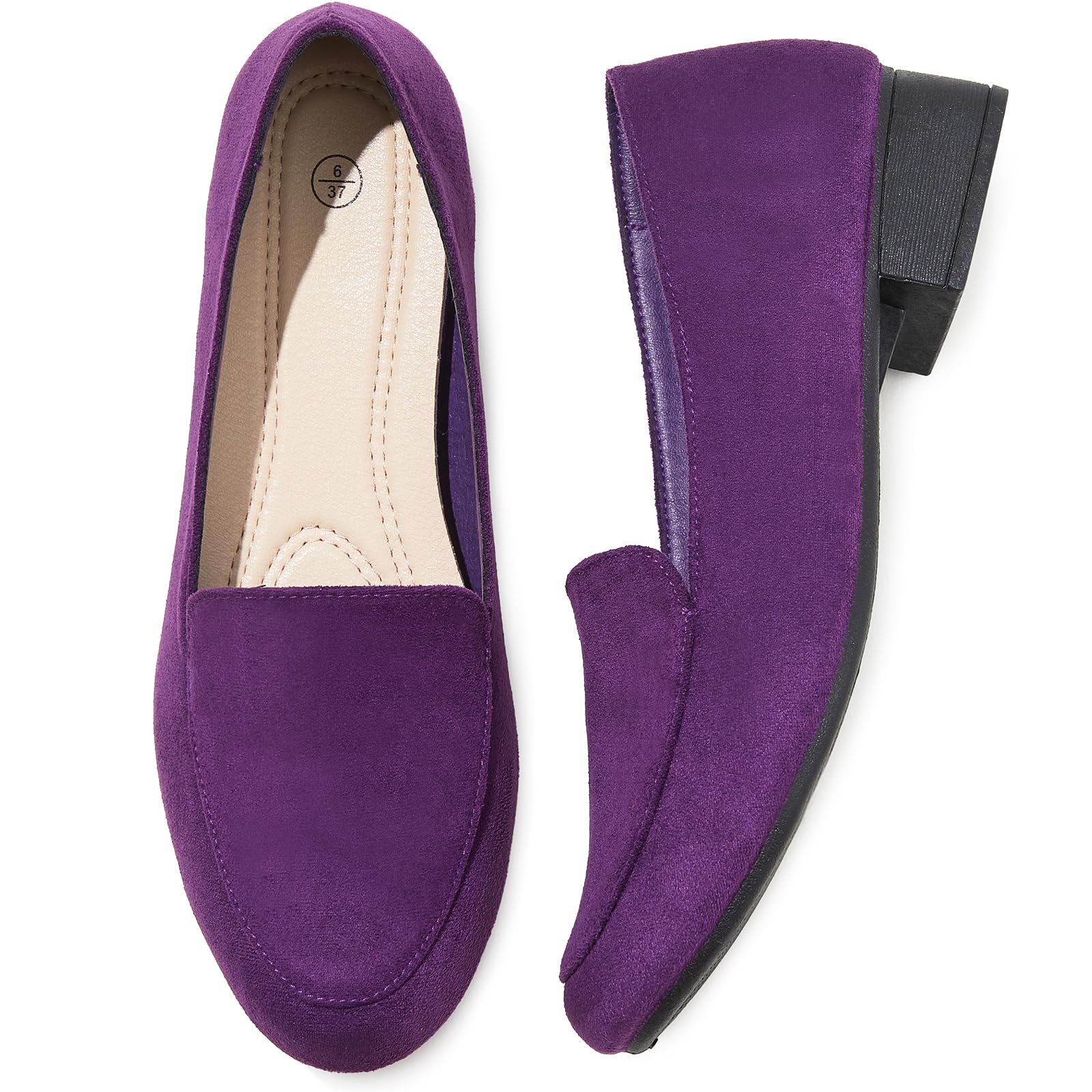 HEAWISH Women's Loafers Slip on Low Heel Shoes,Closed Toe Pumps Dress Shoes,Casual Loafer Work Flats Wedding Shoe