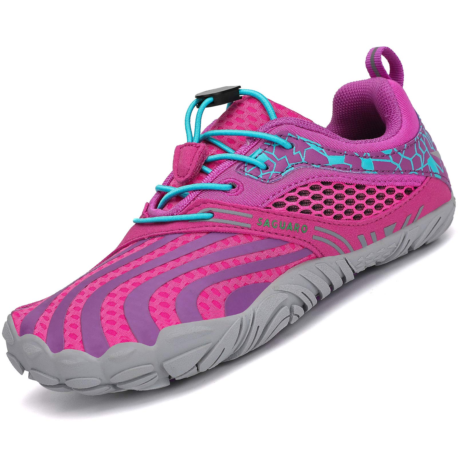 SAGUARO Kids' Barefoot Shoes Boys Girls Quick Dry Aqua Athletic Sneakers Lightweight Sport Footwear Toddler Water Shoes Purple/Stripe 11 Little Kid