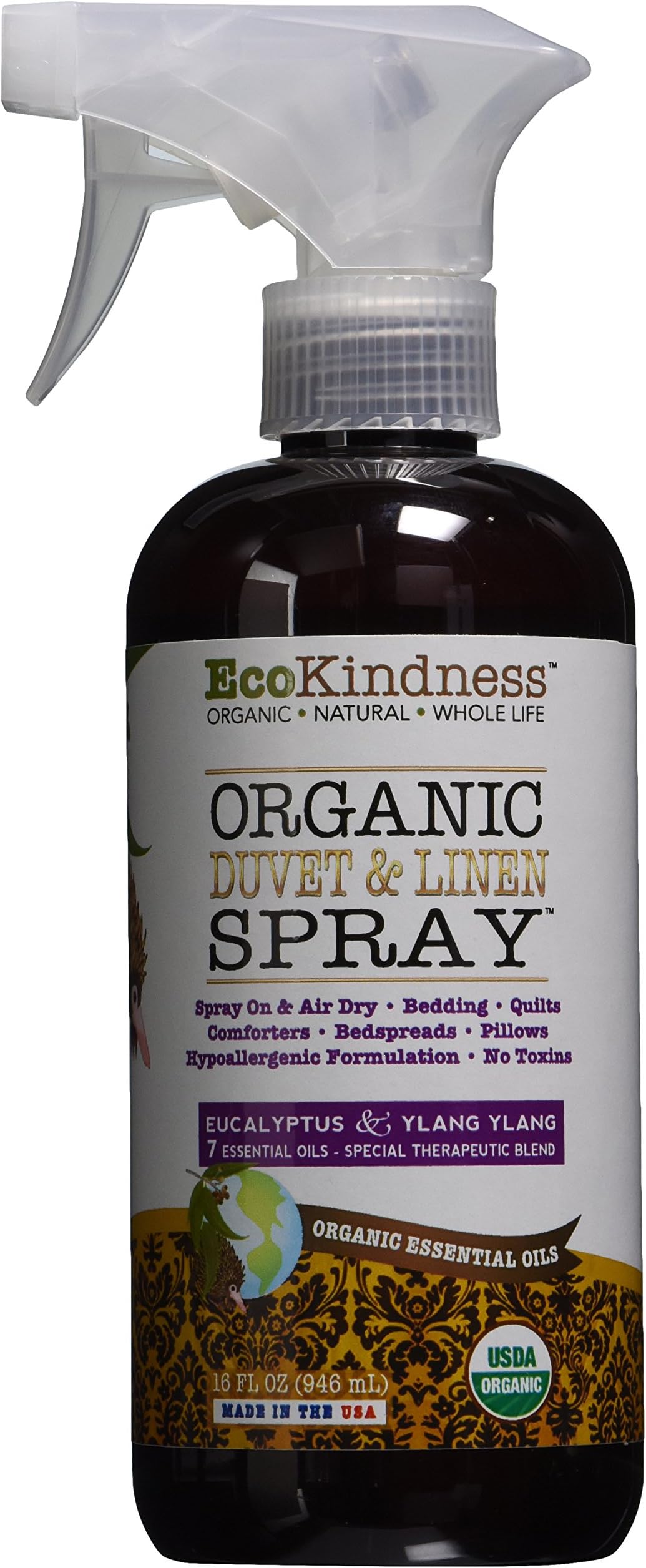 EcoKindness Organic Honeycomb Eloquent Gardenia Duvet and Linen Spray, 9 Count (Pack of 9)