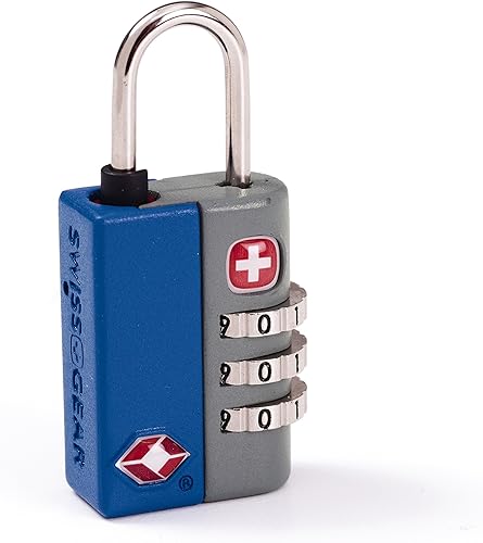 Miniatura 3 de SwissGear Cerradura de equipaje combinada de centinela de viaje aprobada por la TSA con combo reiniciable e indicador de inspección, Azul, Cerradura